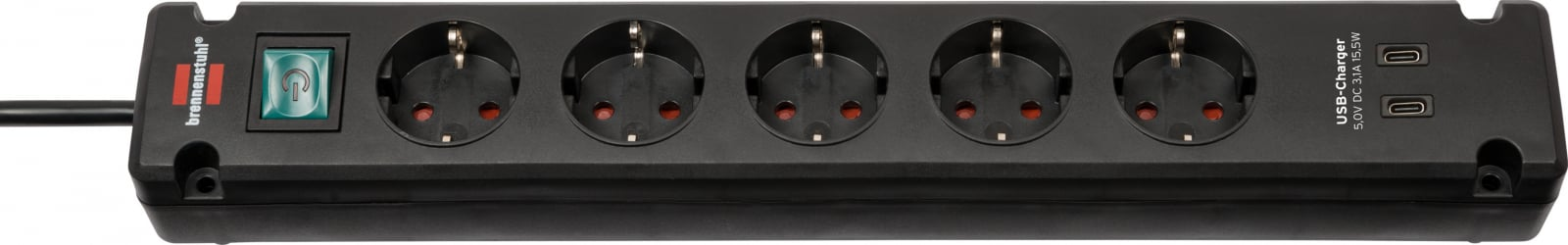 prelungitor brennenstuhl bremounta 5 prize, 2 x usb-c, 3m, buton on off, prindere in suruburi - imagine 7